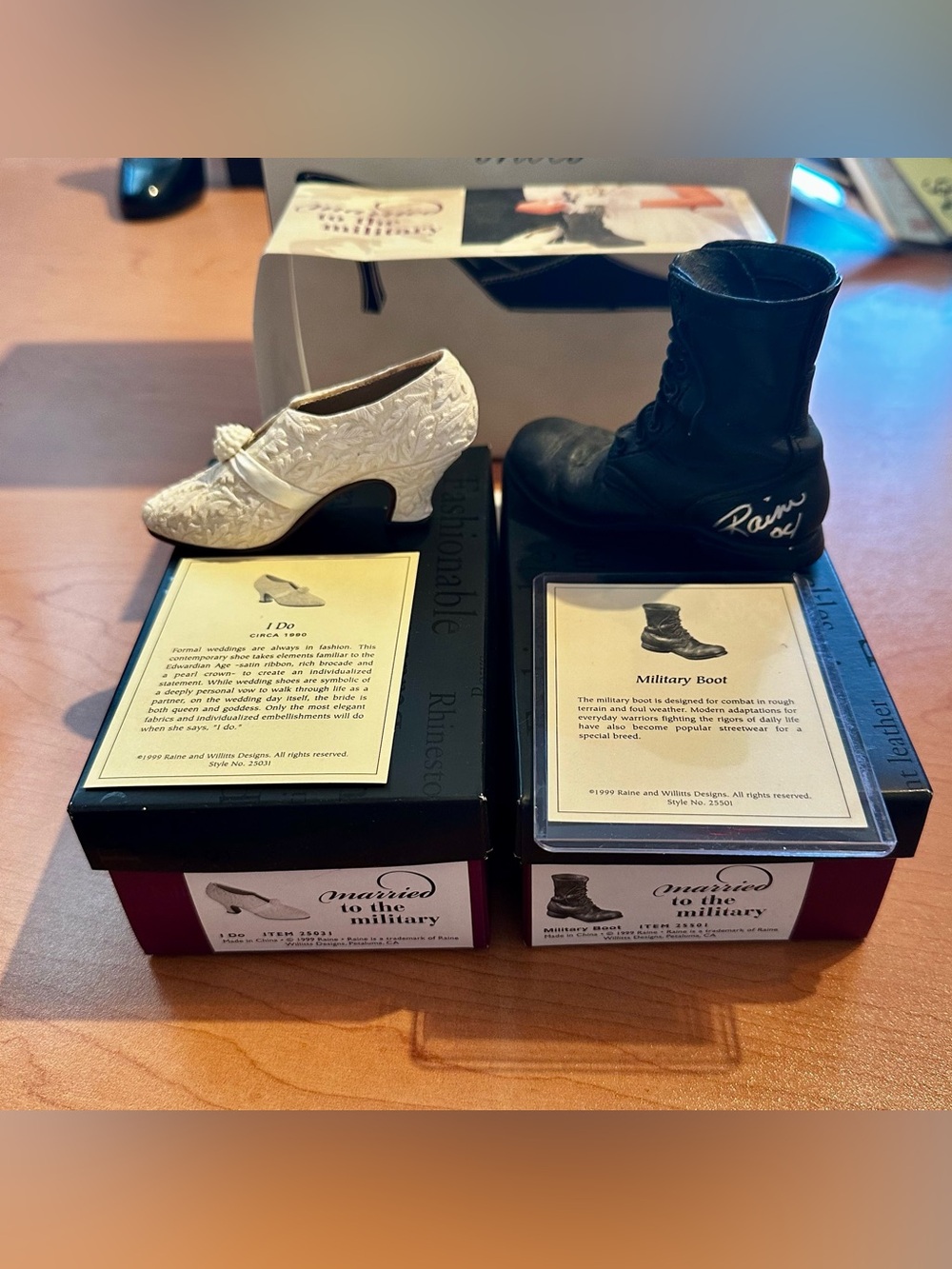 Just Right Shoe Married to the Military Set -I Do & Military Boot Signed’04